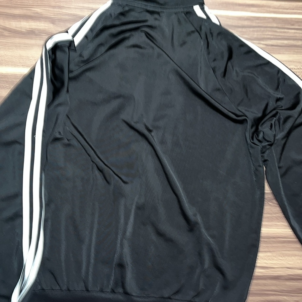 Adidas black and white essentials warm up 3 stripes zip up jacket. - Picture 9 of 11